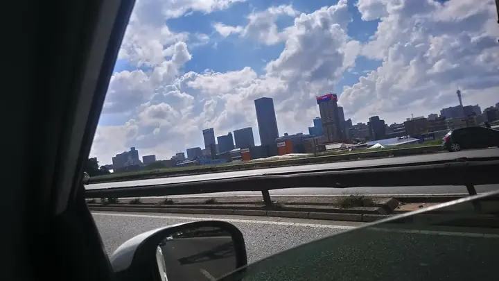 Johannesburg skyline viewed on arrival
